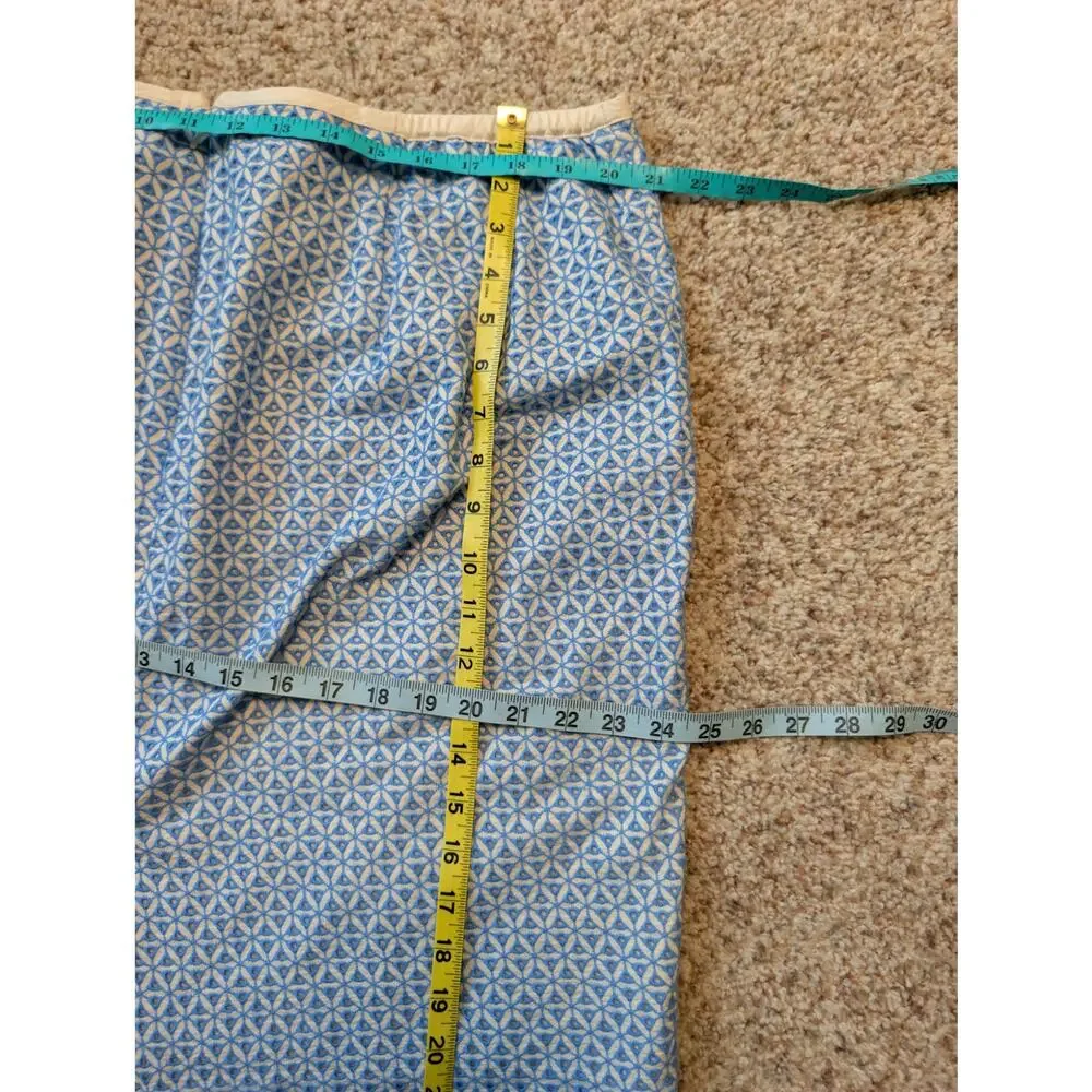 Talbots Woman Petite Size 18WP Blue Geometric Embroidered Cotton Pencil Skirt